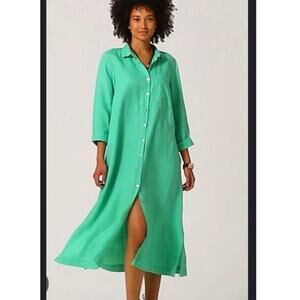 J.‎ Jill shirt dress XL Love Linen Green longline lagenlook Ocean Love Coastal